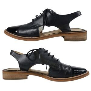 Chelsea Crew Shaya Black Patent Leather Sling Back Loafers Shoes Sandal 36 5 1/2